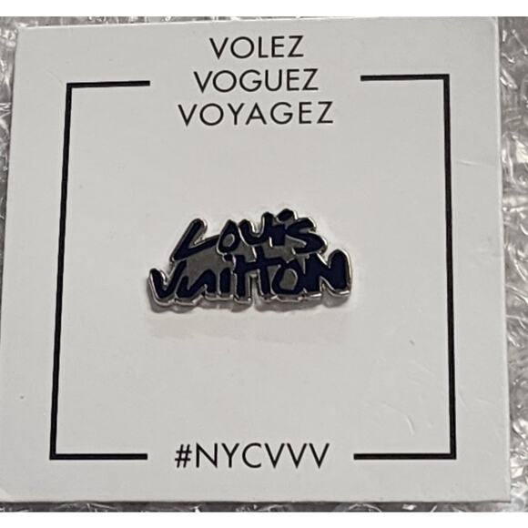 Louis Vuitton Pintrill NYCVVV Logo Letter Silver Lapel Pin - Picture 3 of 6